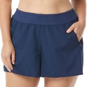 Beach House Swim Plus Size April Stretch Woven Beach Short Admiral Navy Blue 16W